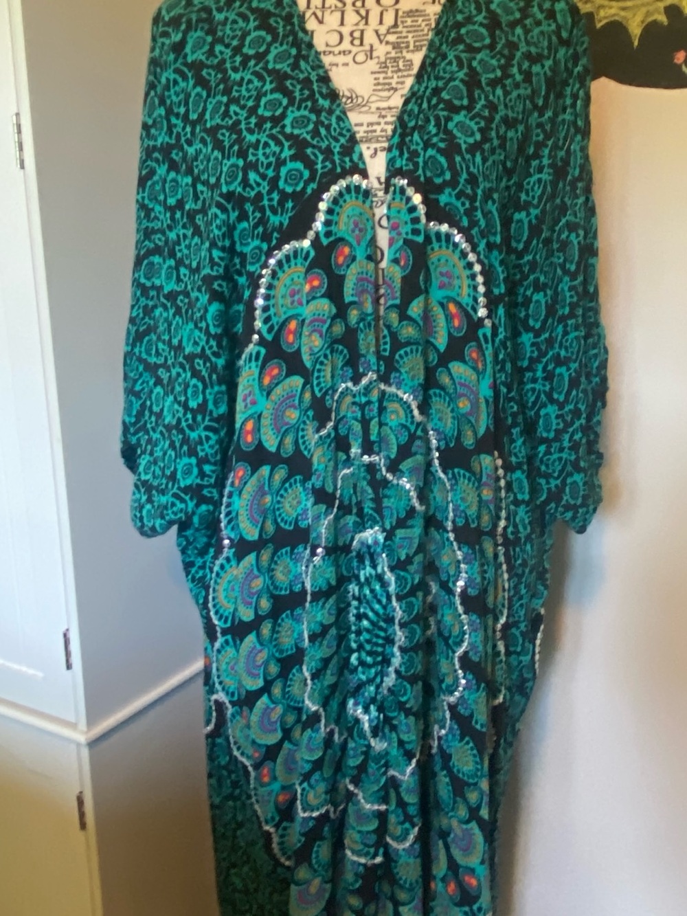BAMBOO Teal and Black Floral Kimono